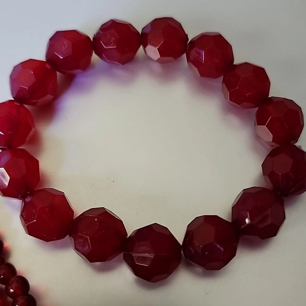 MULTI STONE REDS  BRACELET Fire ORANGE RED STONE 2 Bracelet Bundle